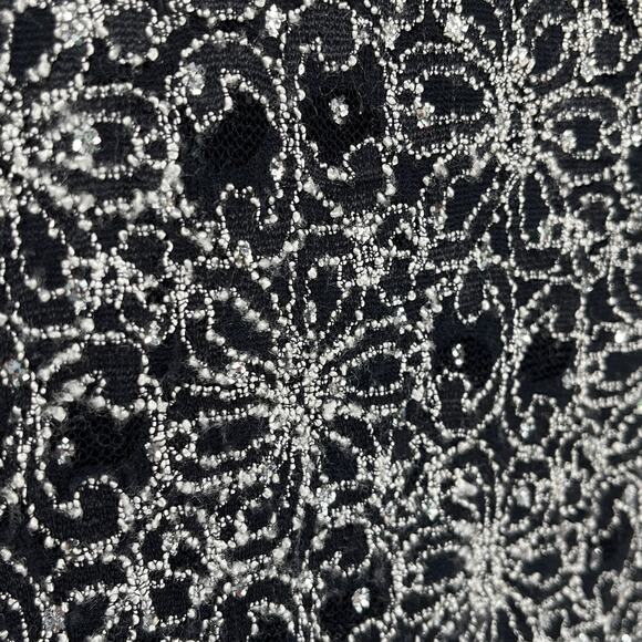 Vtg Y2K Brittany Black Embroidery Crystal Top Sz XL Glam Holiday Mesh Whimsigoth - Picture 3 of 13